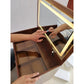 3 in 1 Vanity Desk - Flip Top Mirror Makeup Table 60cm Walnut - Deribla Store