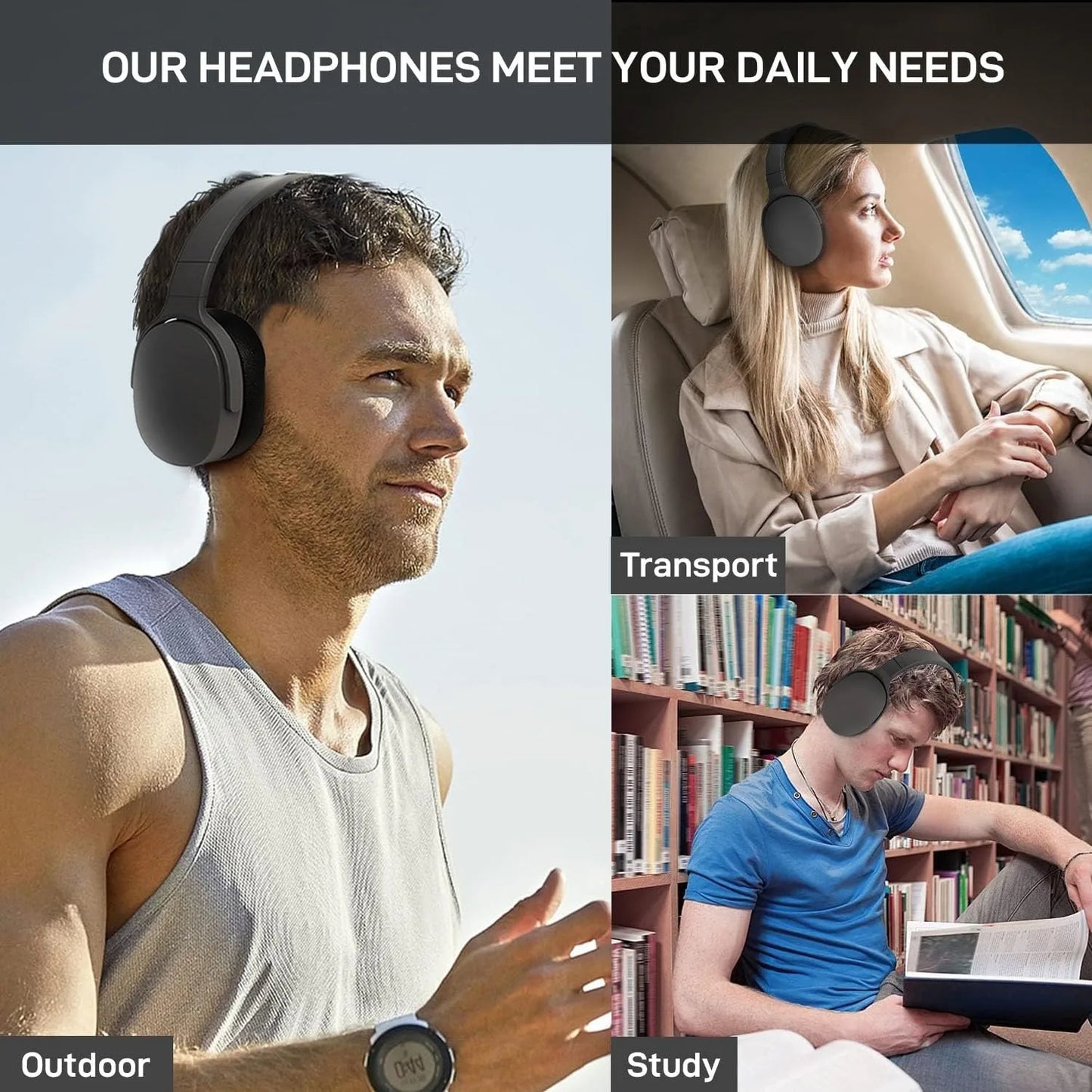P2961 Wireless Bluetooth Headphones Over Ear HIFI Stereo Headsets