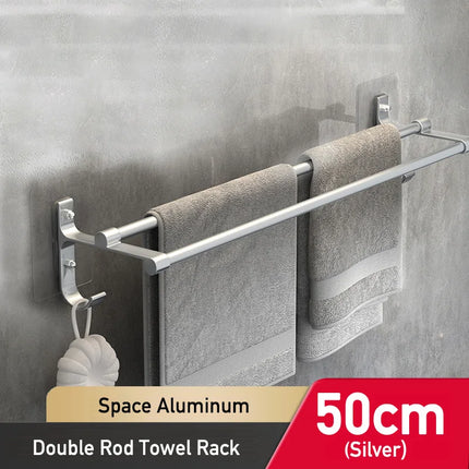 Bathroom Hand Towel Rack - No-Drill Wall Mount 2-Tier