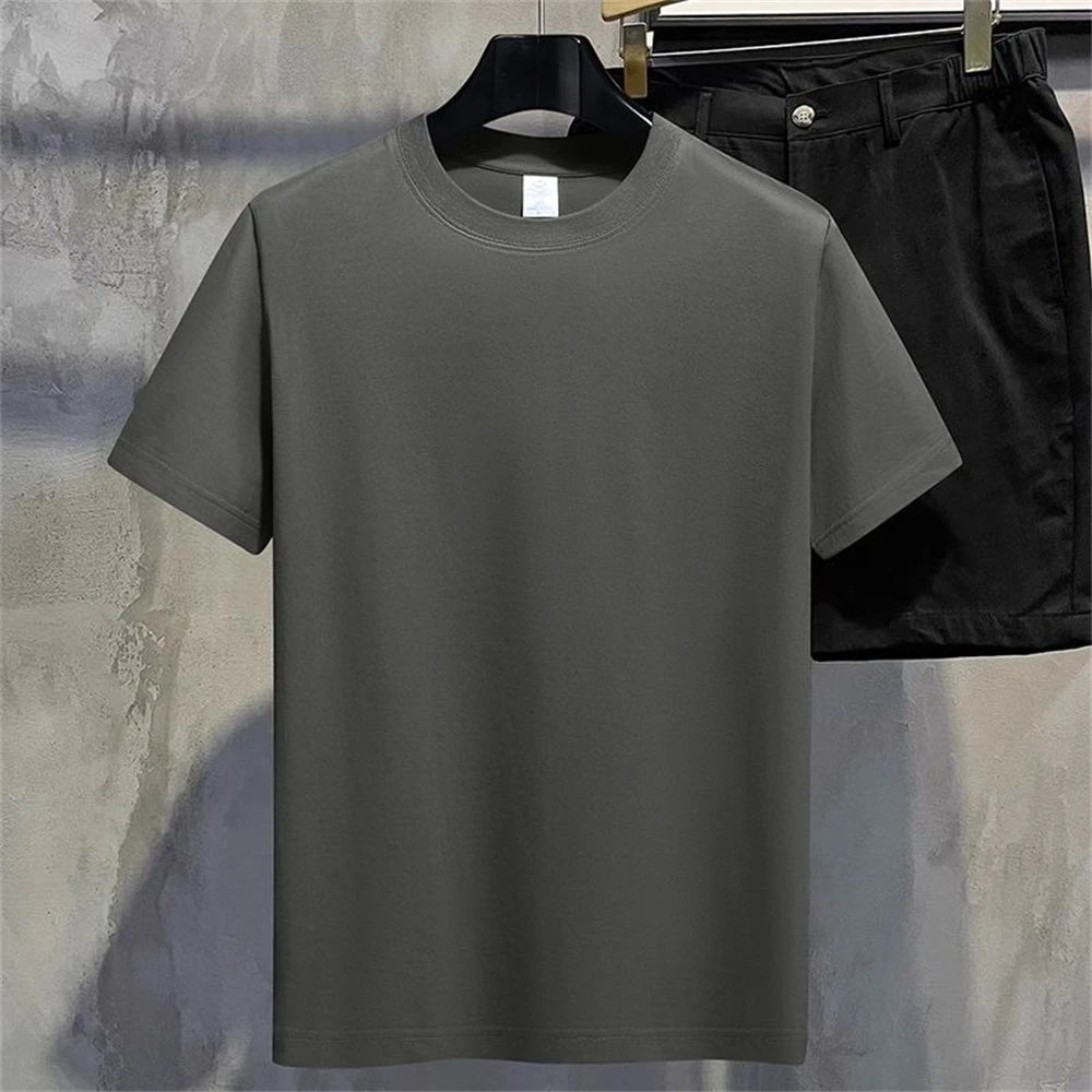 Men T Shirt Summer Cotton Tops Women Solid Color Blank Tshirts