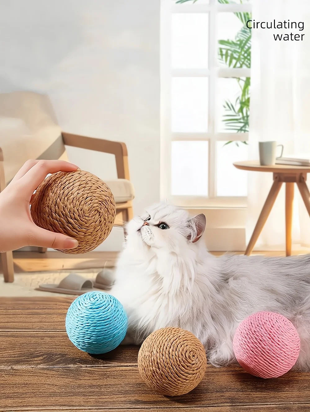 10cm Interactive Sisal Cat Scratching Ball Toy - Extra Large Rope Ball with Sound for Chewing & Playing - Deribla Store