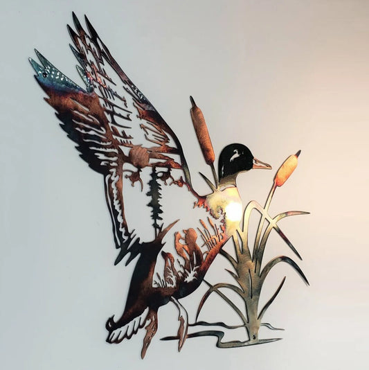 Metal Wall Art Duck 3D - Hollow Silhouette Hunting Decor