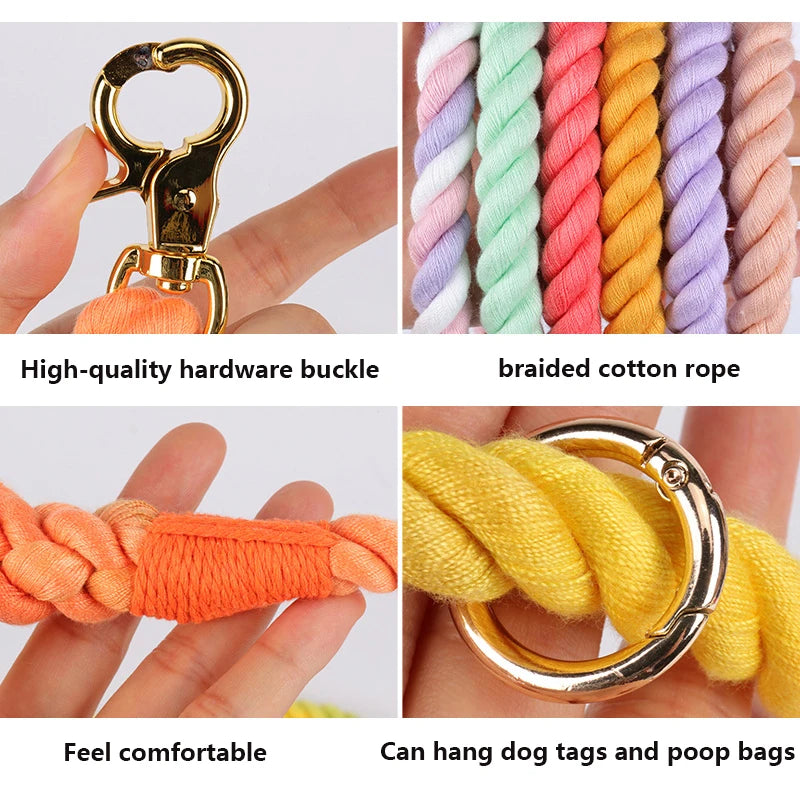 Handmade Braided Dog Leash - 250cm Strong Cotton Rope Heavy Duty Leash - Deribla Store