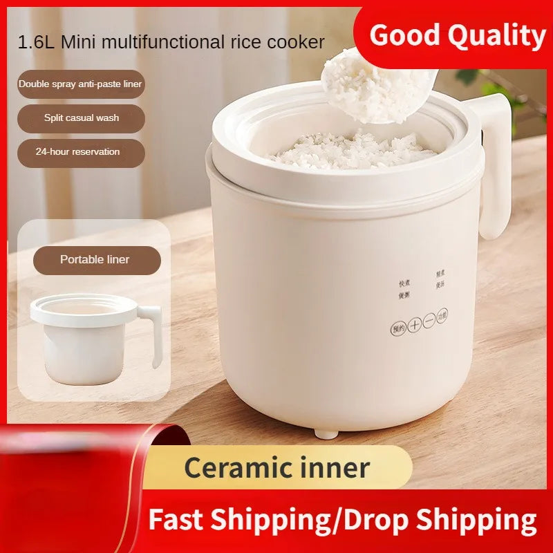 Mini Electric Rice Cooker 1600ML 220V - Ceramic Timing Pot - Deribla Store