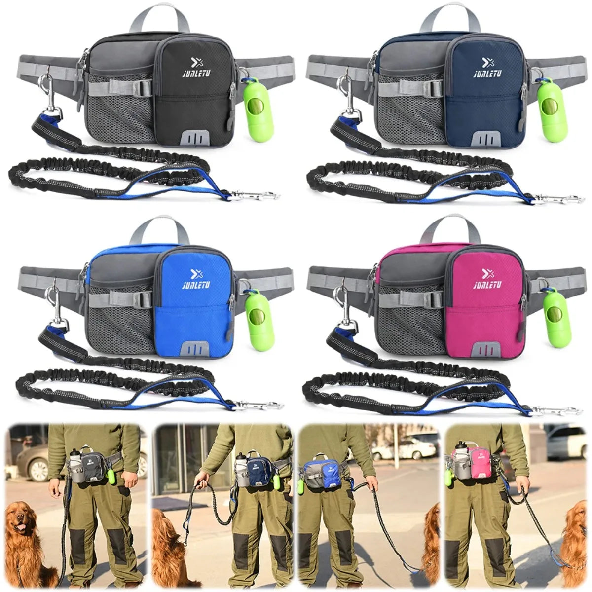 Hands-Free Dog Leash with Waist Bag - Retractable Reflective Running Leash - Deribla Store