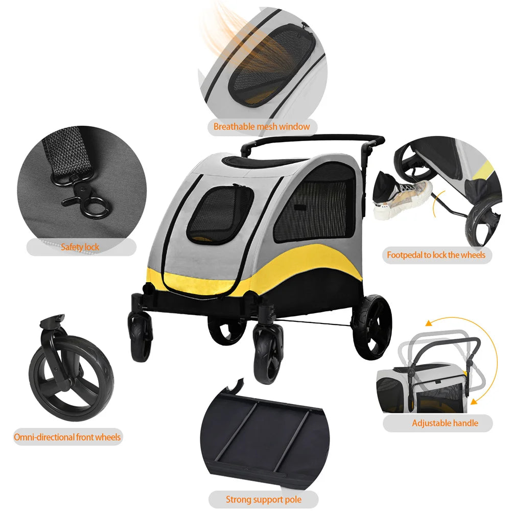 Premium Dog Stroller - 4-Wheel Foldable Pet Jogger for Small to Large Dogs - Deribla Store