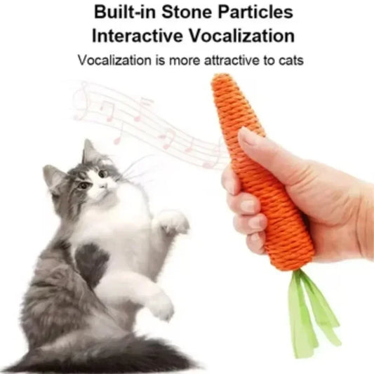 Carrot Cat Toy with Sound - Sisal Teething Stick, Bite-Resistant Dental Chew Toy - Deribla Store