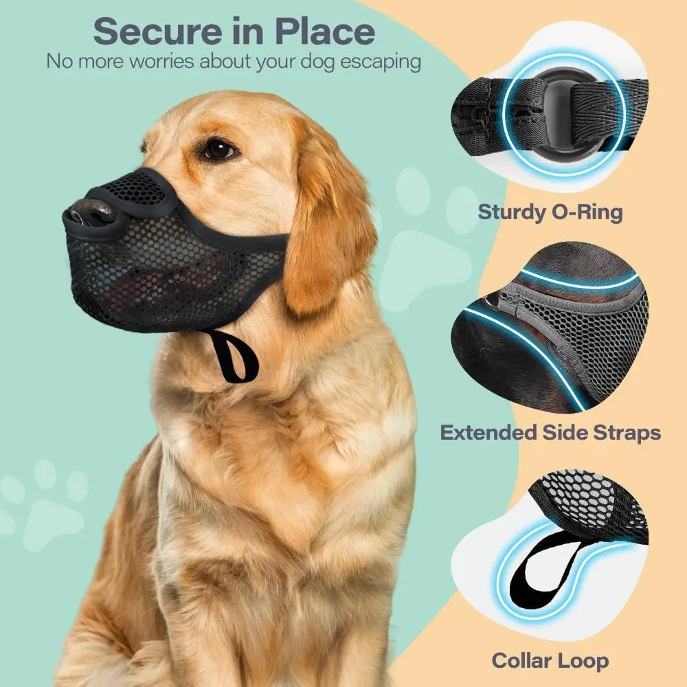 Breathable Mesh Dog Muzzle - Adjustable Anti-Bite Mouth Cover for Small to Large Dogs - Deribla Store