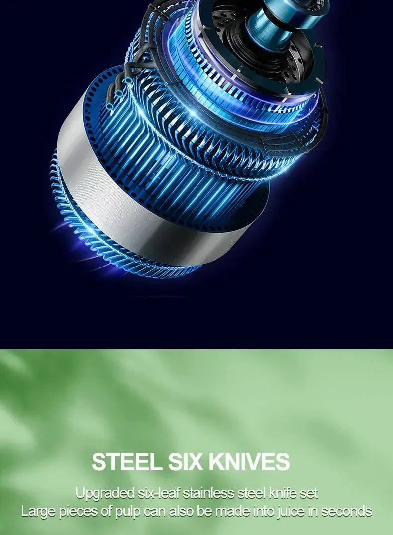 Electric Juicer Cup 6 Blades Blender Milkshake Machine USB Portable Fruit Milk Mixing Tool Mini Fresh Juice Blender - Deribla Store