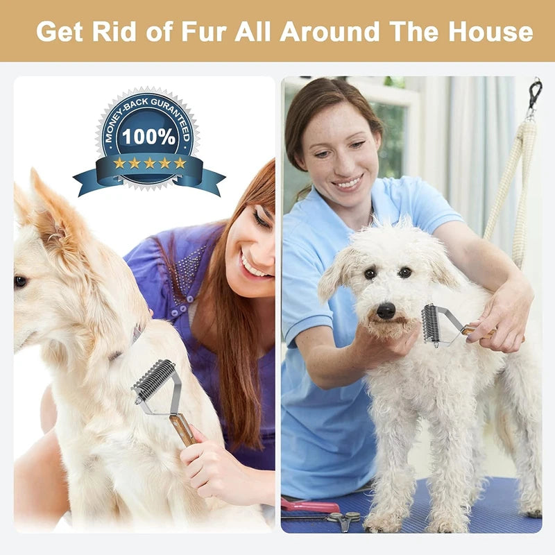 Professional Dog Dematting Comb - Wooden Handle Knot Remover Brush for Dogs & Cats - Deribla Store