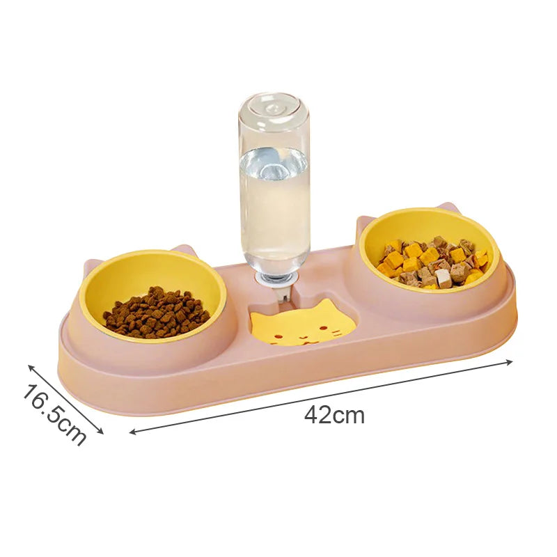 3-in-1 Elevated Cat Feeder - Double Bowl with Automatic Water Dispenser for Cats & Small Dogs - Deribla Store