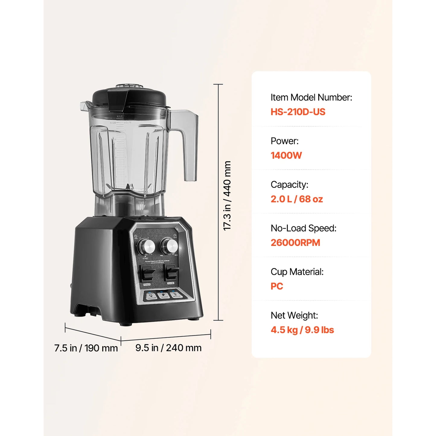 Blender 1400W 68oz SucceBuy - Smoothie Maker with Grinder - Deribla Store