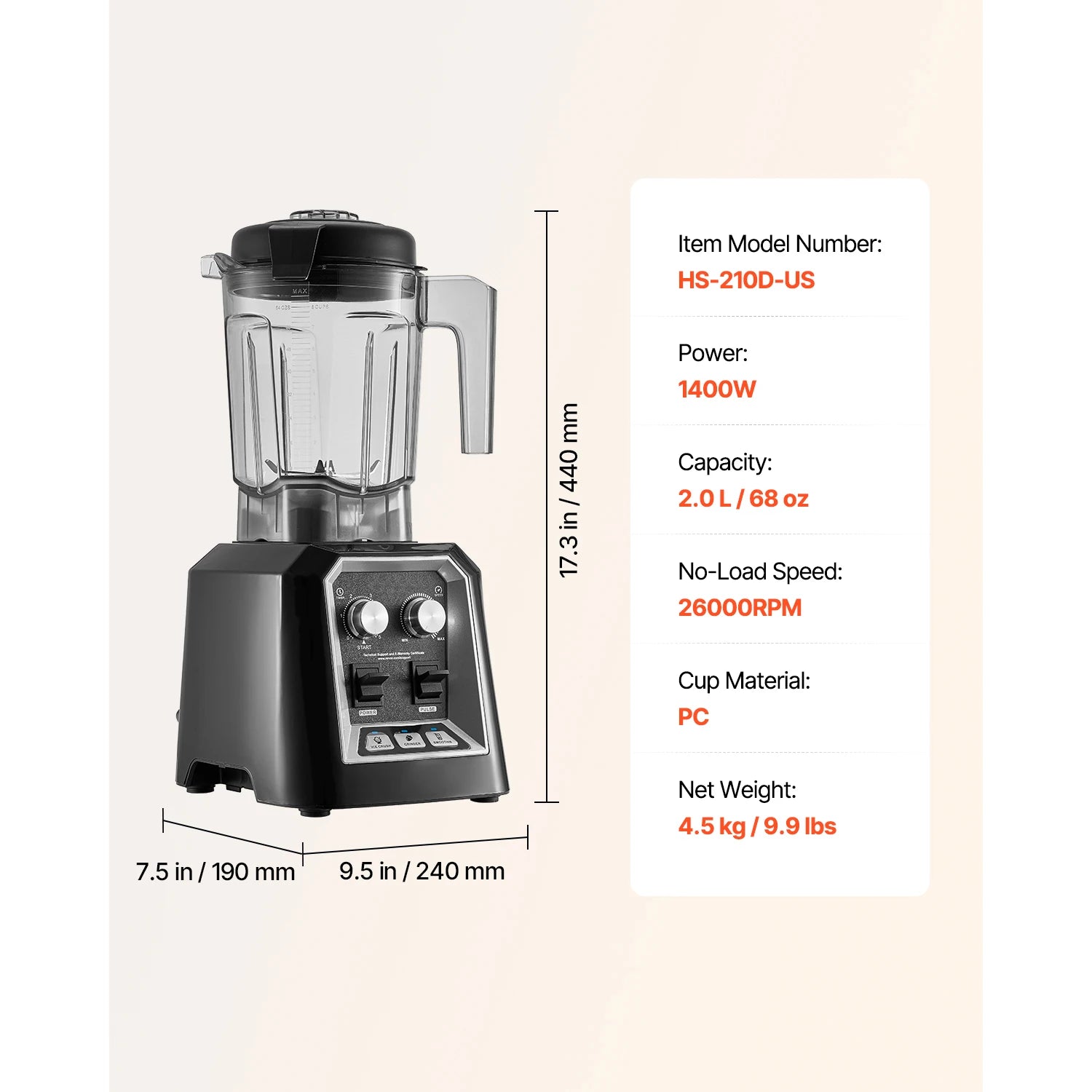 Blender 1400W 68oz SucceBuy - Smoothie Maker with Grinder - Deribla Store
