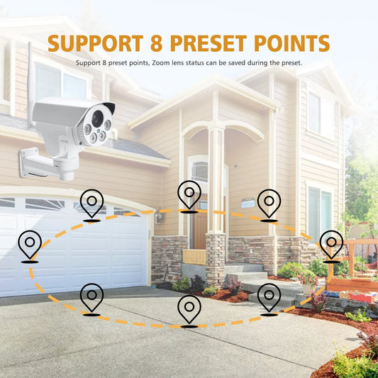 Caméra PTZ 4G WiFi 4K 8MP - 10X Zoom Outdoor IR 50M