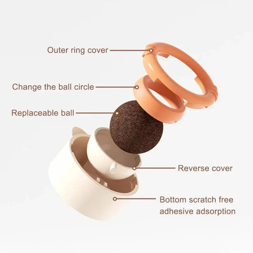 Natural Catnip Cat Wall Ball Toy - Edible Stick-On Treats for Teeth Cleaning & Digestion - Deribla Store