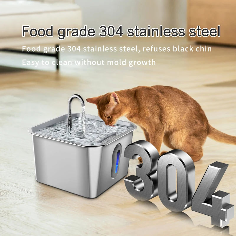 304 Stainless Steel Cat Water Fountain 4L - USB Silent Pump with Triple Filtration - Deribla Store
