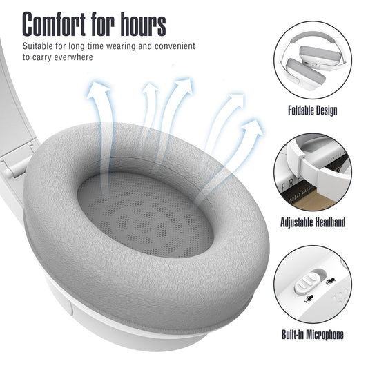 Bluetooth Wireless Over-Ear Headphones with 48H Playtime and with