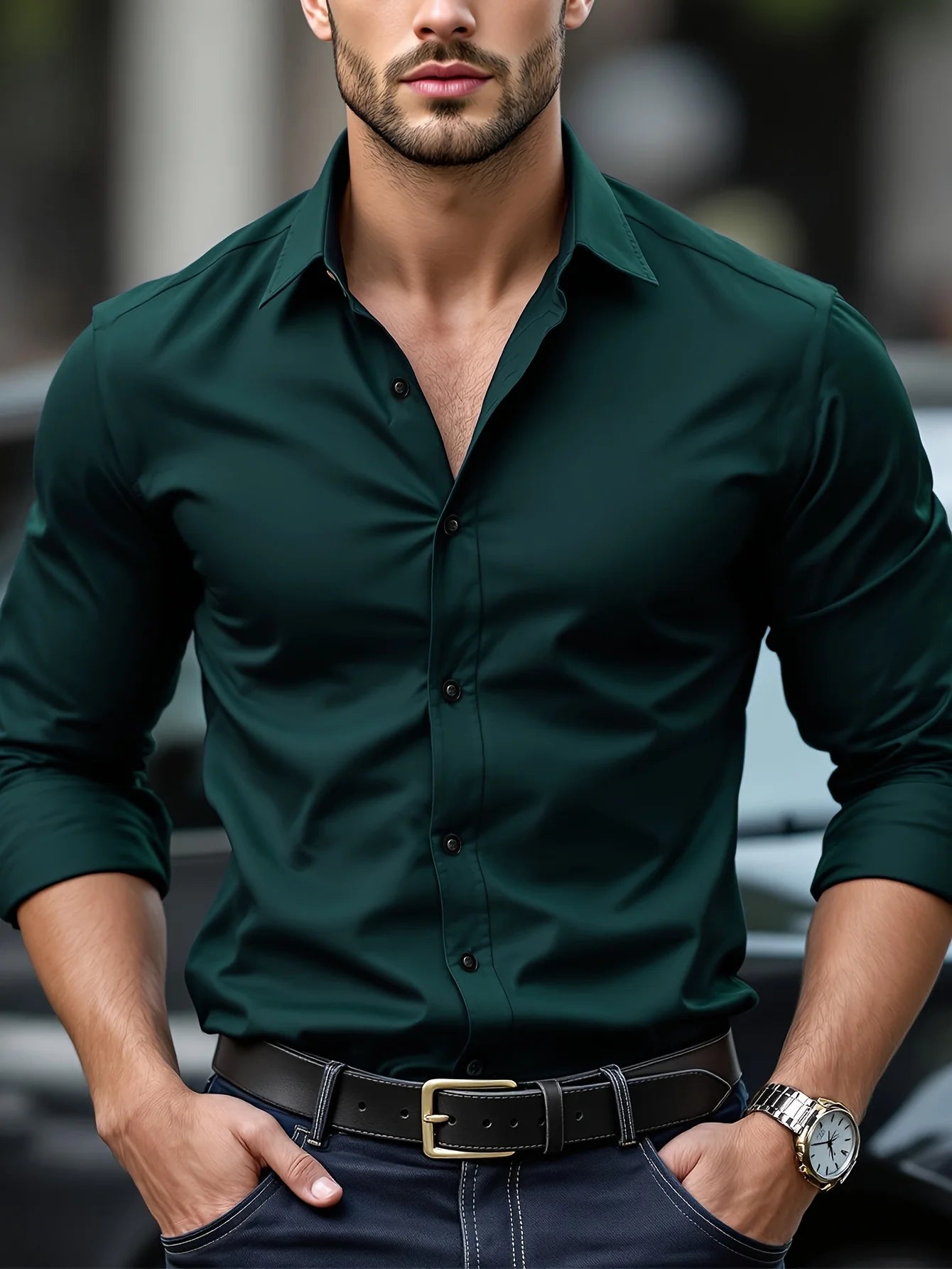 FGKKS Men Casual White Shirt Brand Fashion Solid Color Long