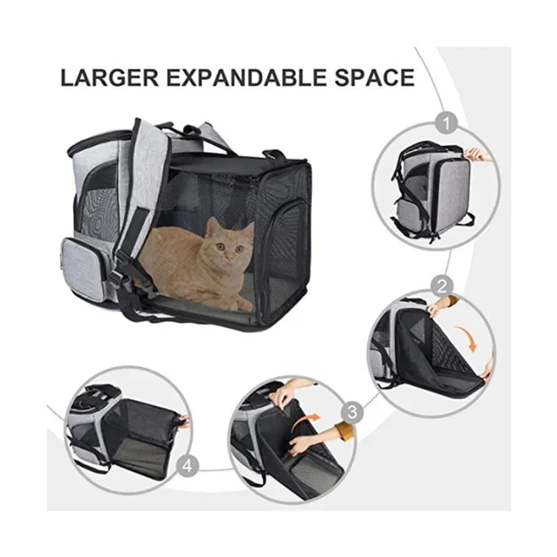 Expandable Pet Carrier Backpack - Large Capacity Breathable Travel Bag for Cats & Dogs - Deribla Store