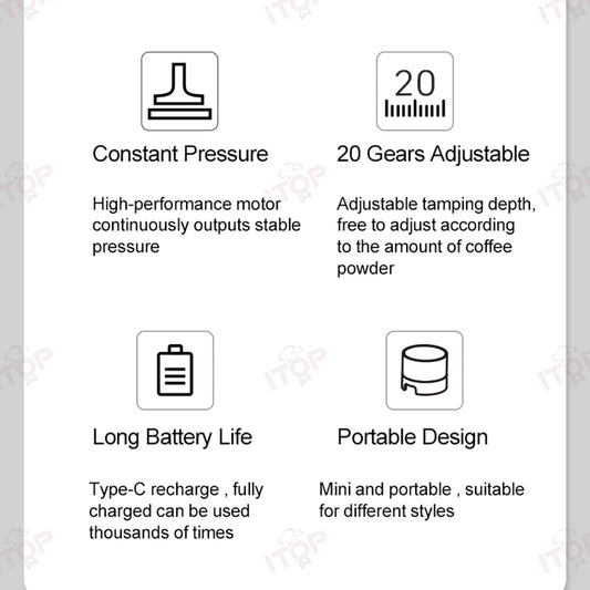 Electric Coffee Tamper 35KG - ITOP MP-58 Automatic Rechargeable 58MM - Deribla Store