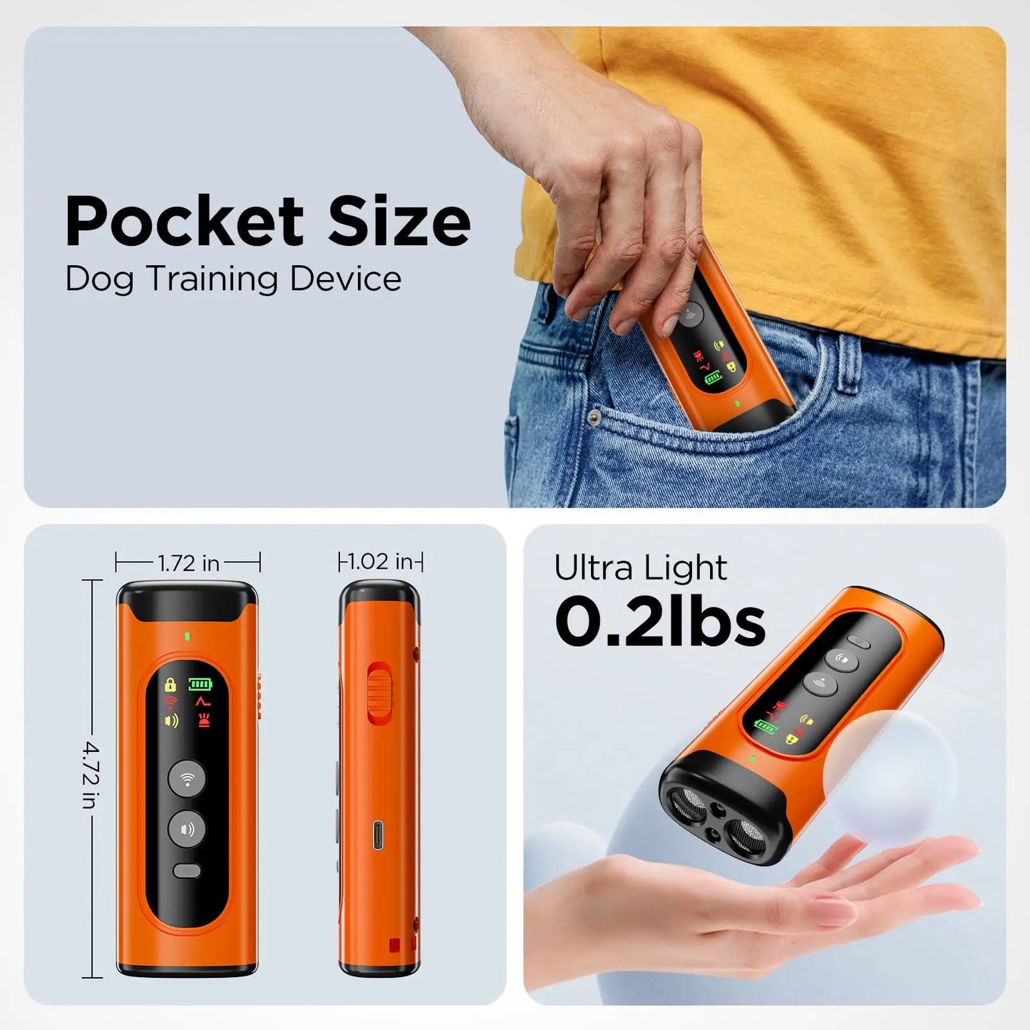 Ultrasonic Dog Repeller - 50FT Range Anti-Bark Training Device with LED Flashlight - Deribla Store