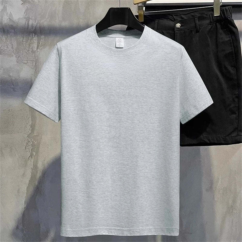 Men T Shirt Summer Cotton Tops Women Solid Color Blank Tshirts