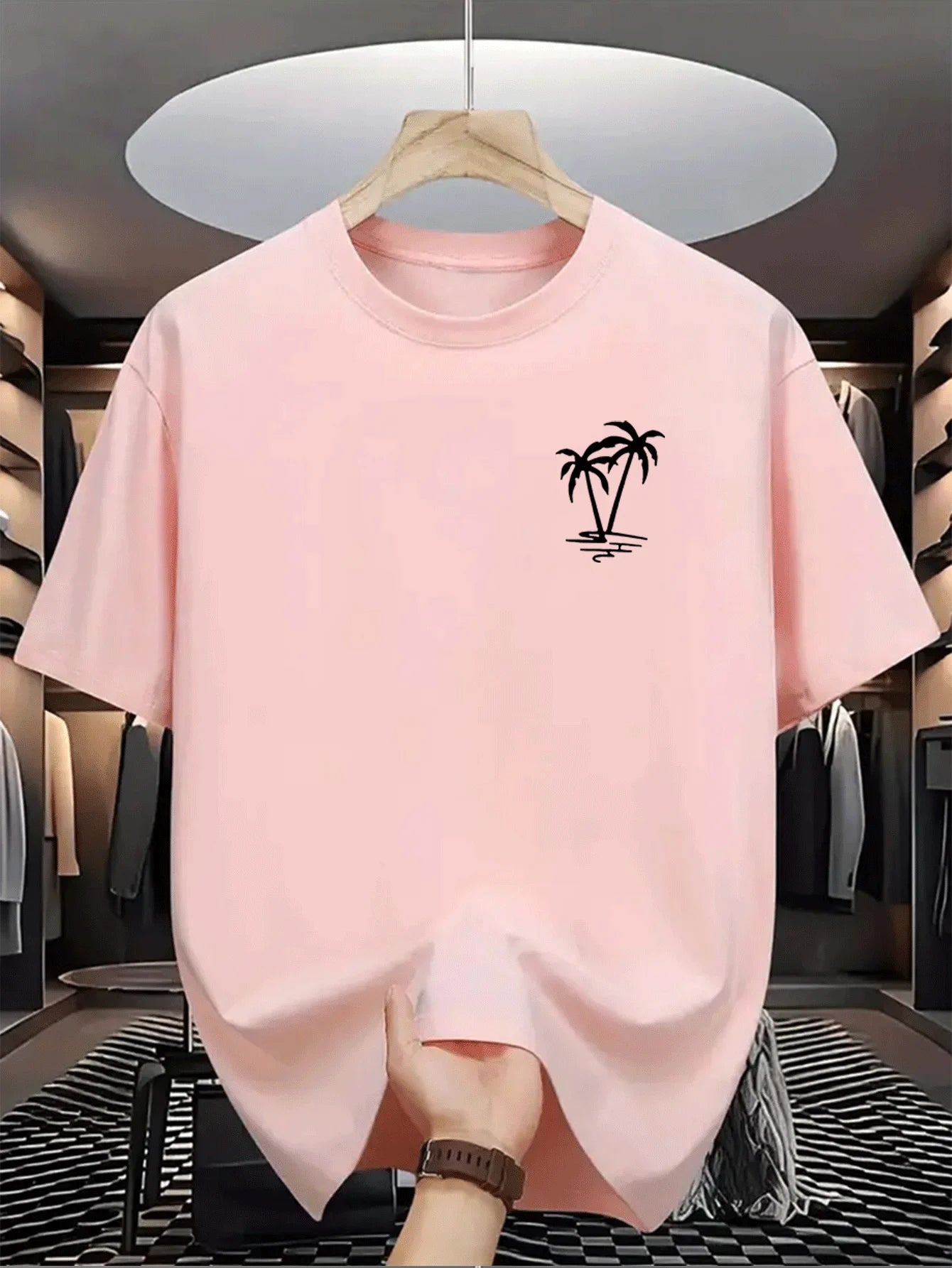 Men's summer 100% cotton fashionable casual loose coconut tree