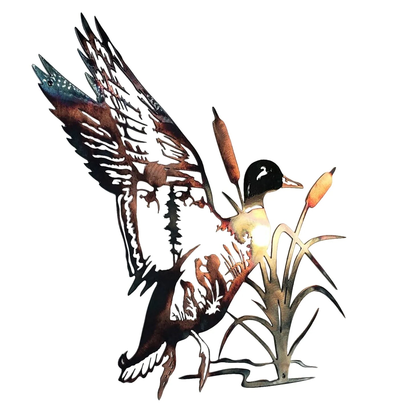 Metal Wall Art Duck 3D - Hollow Silhouette Hunting Decor
