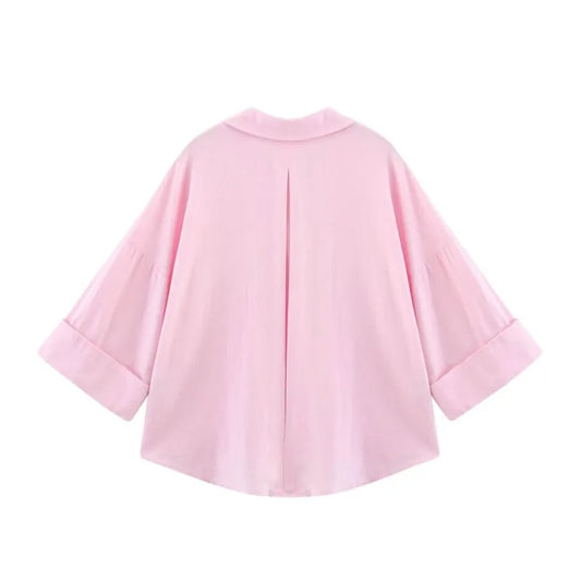 HipSeam Wide Sleeved Shirt Women Spring Asymmetric Hem