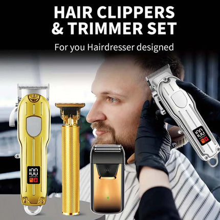 Hair Clipper & Beard Trimmer Set - Rechargeable Barber Kit