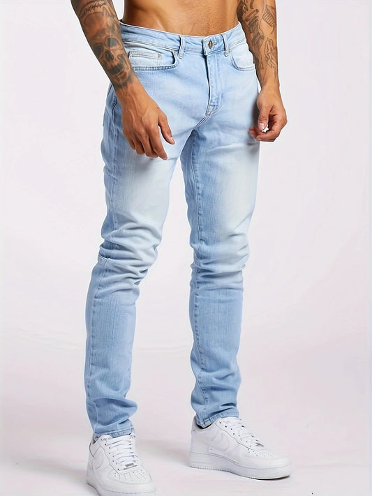Men's jeans, fashionable stretch solid color jeans, fashionable