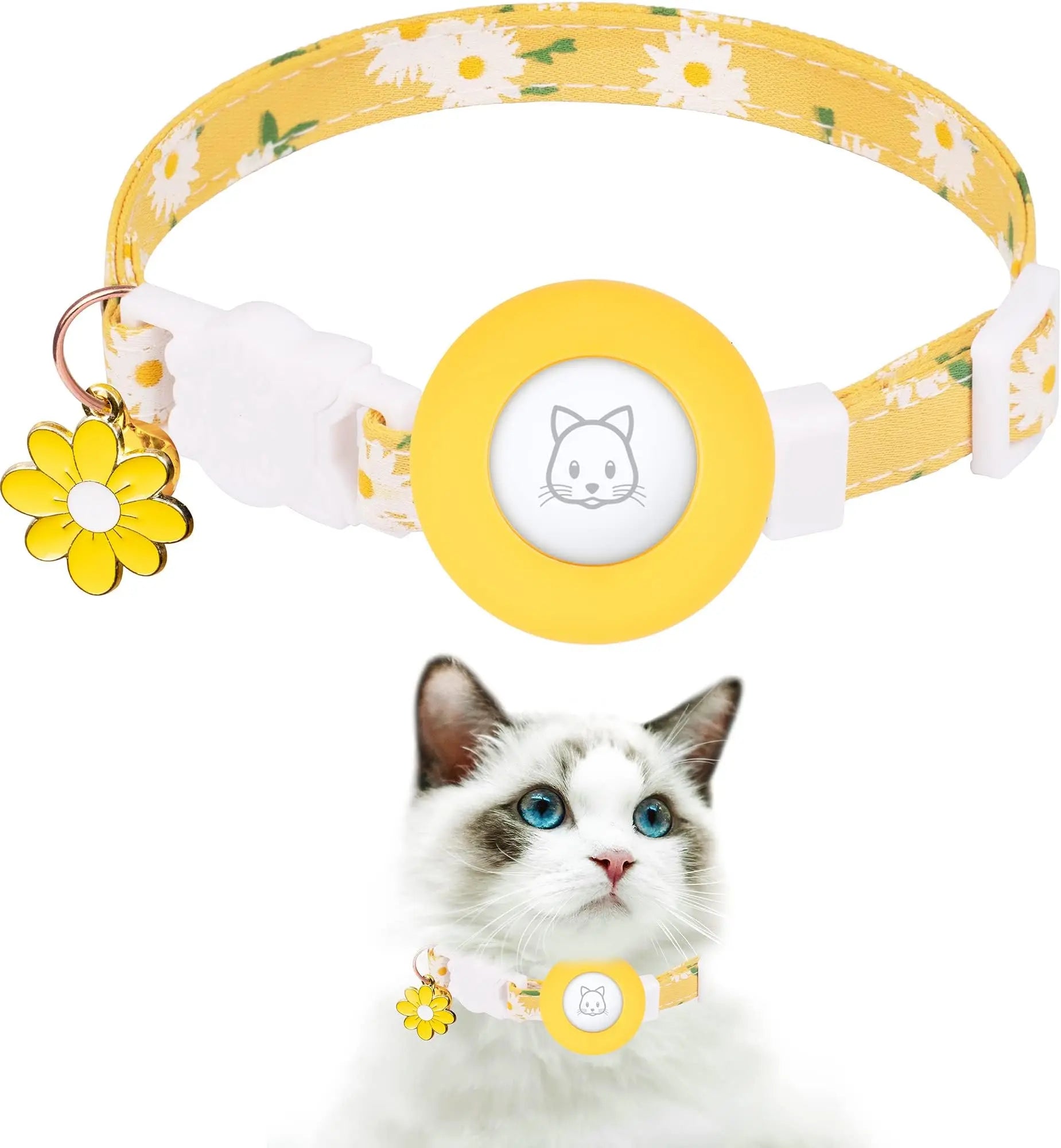 AirTag Cat Collar - Adjustable Kitten Collar with Bells & Flower Charm Tracker - Deribla Store