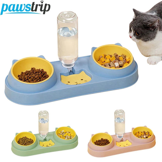 3-in-1 Elevated Cat Feeder - Double Bowl with Automatic Water Dispenser for Cats & Small Dogs - Deribla Store