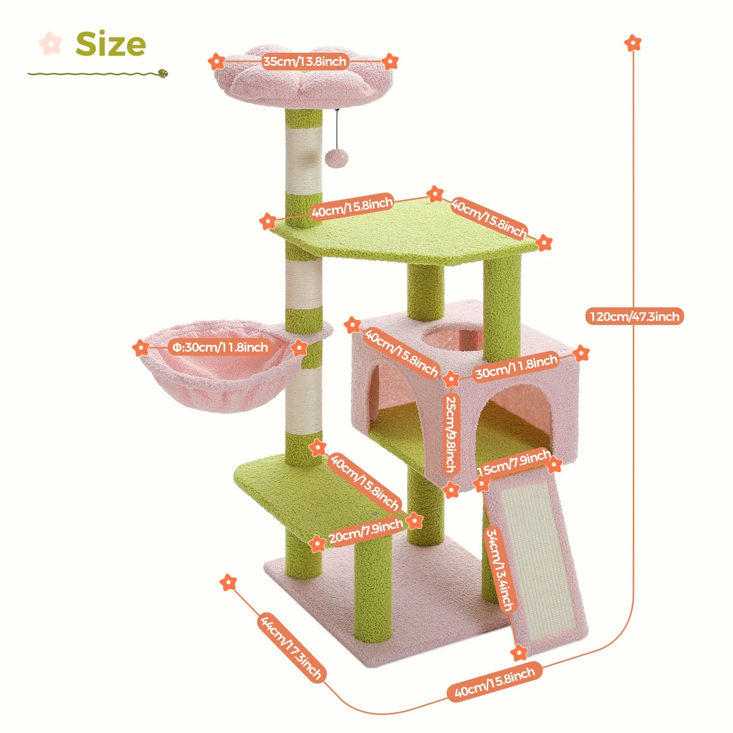 Flower Cat Tree - Multi-Level Tower with Sisal Posts, Hammock & Ramp for Indoor Cats - Deribla Store