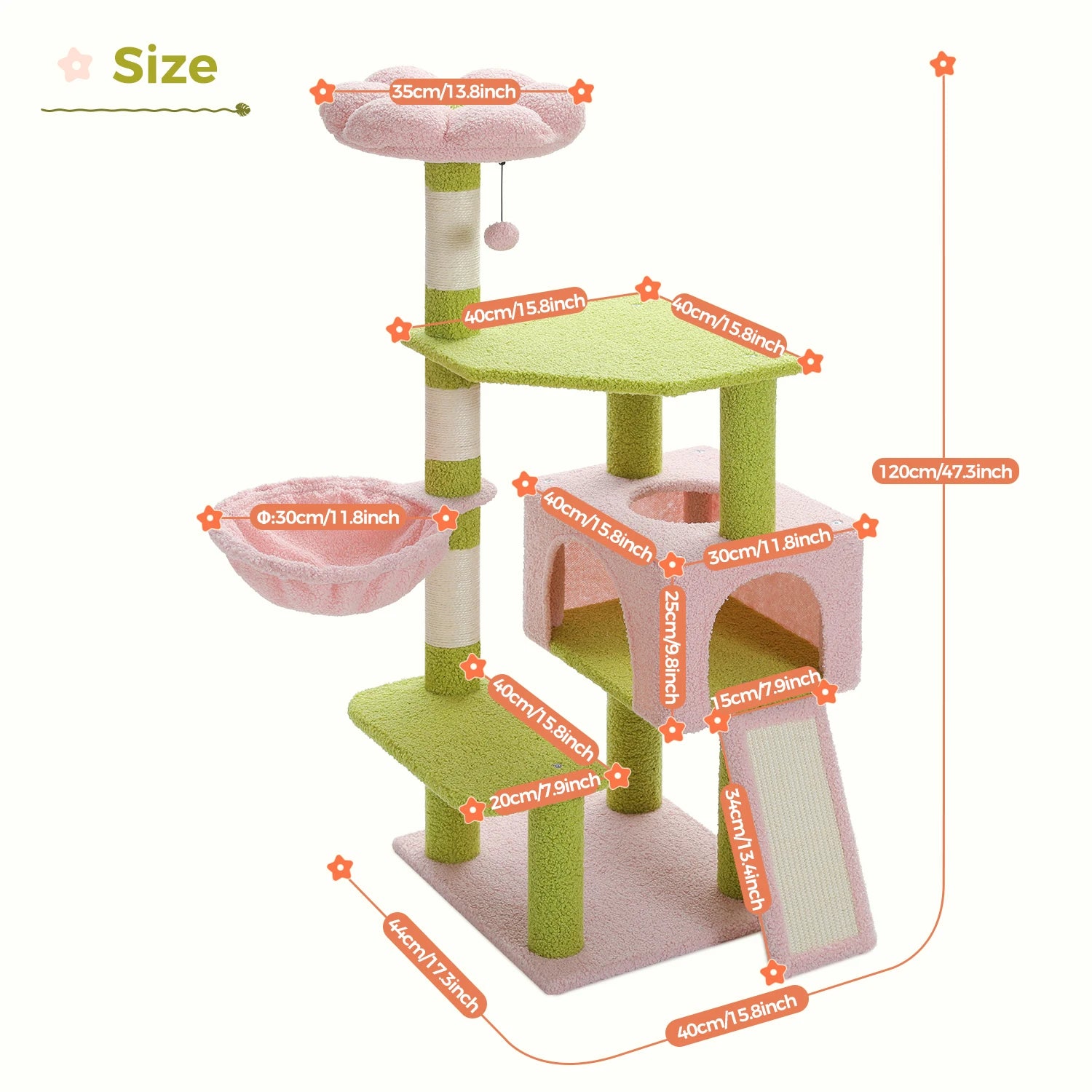 Flower Cat Tree - Multi-Level Tower with Sisal Posts, Hammock & Ramp for Indoor Cats - Deribla Store