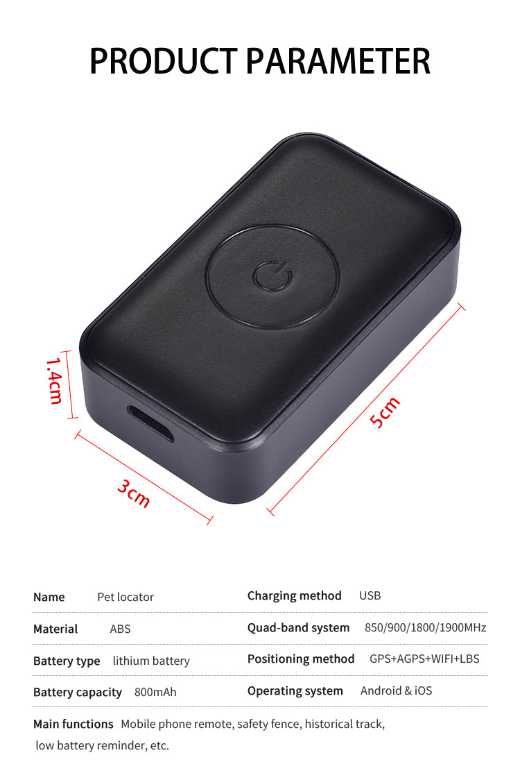 GPS Pet Collar Tracker - Waterproof Anti-Lost Locator with Long Standby & Footprint Tracking - Deribla Store