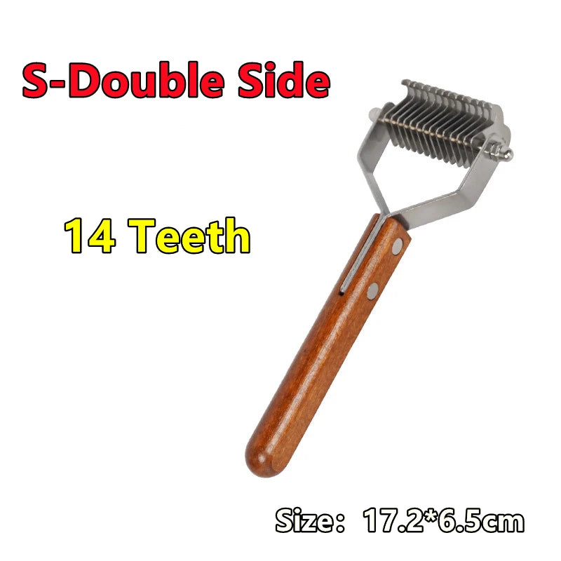 Professional Dog Dematting Comb - Wooden Handle Knot Remover Brush for Dogs & Cats - Deribla Store