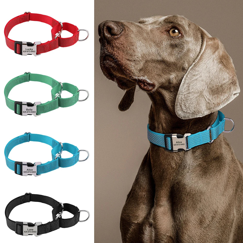 Custom Reflective Dog Collar - Personalized Nylon with Handle for All Sizes - Deribla Store