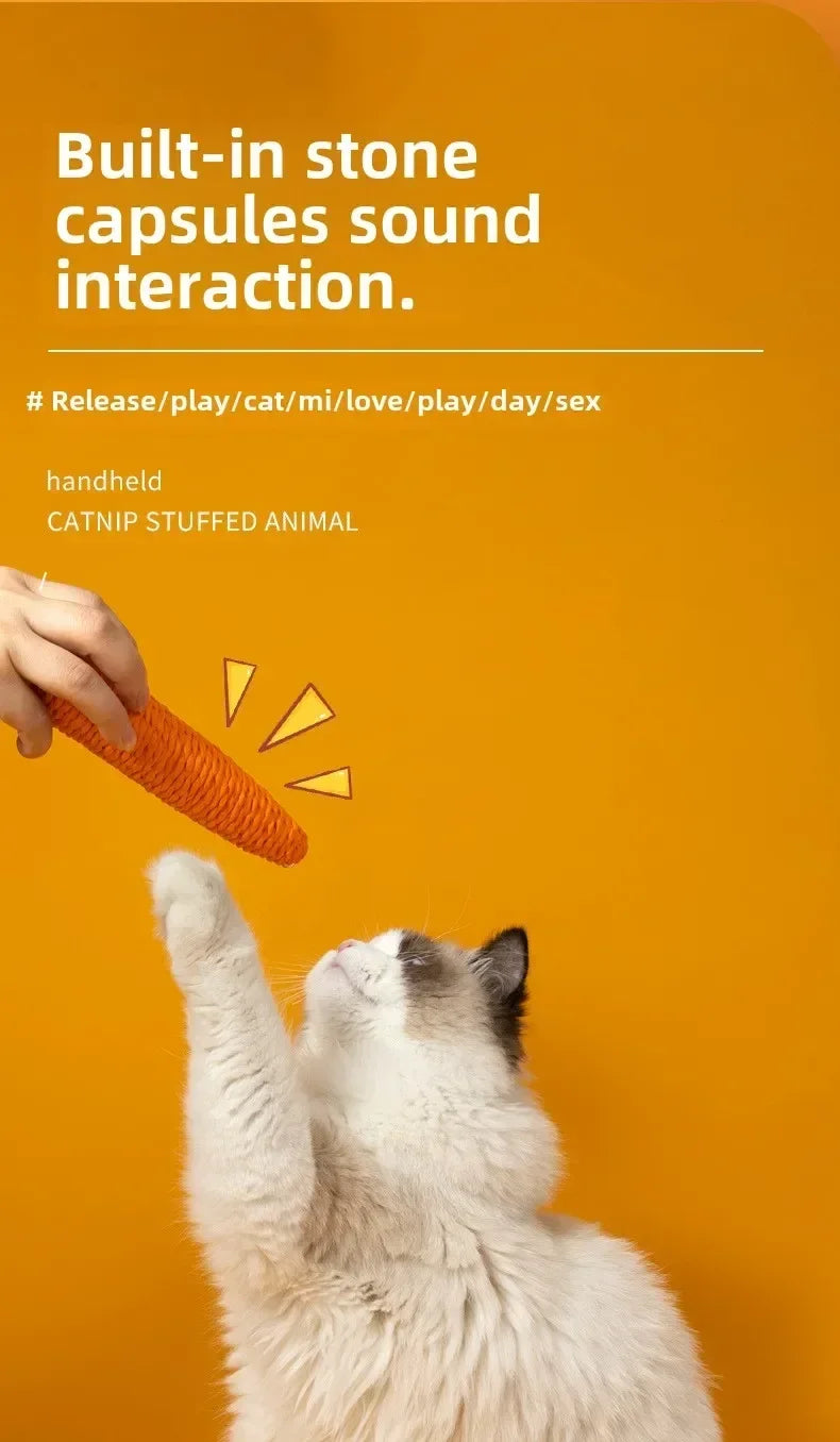 Carrot Cat Toy with Sound - Sisal Teething Stick, Bite-Resistant Dental Chew Toy - Deribla Store