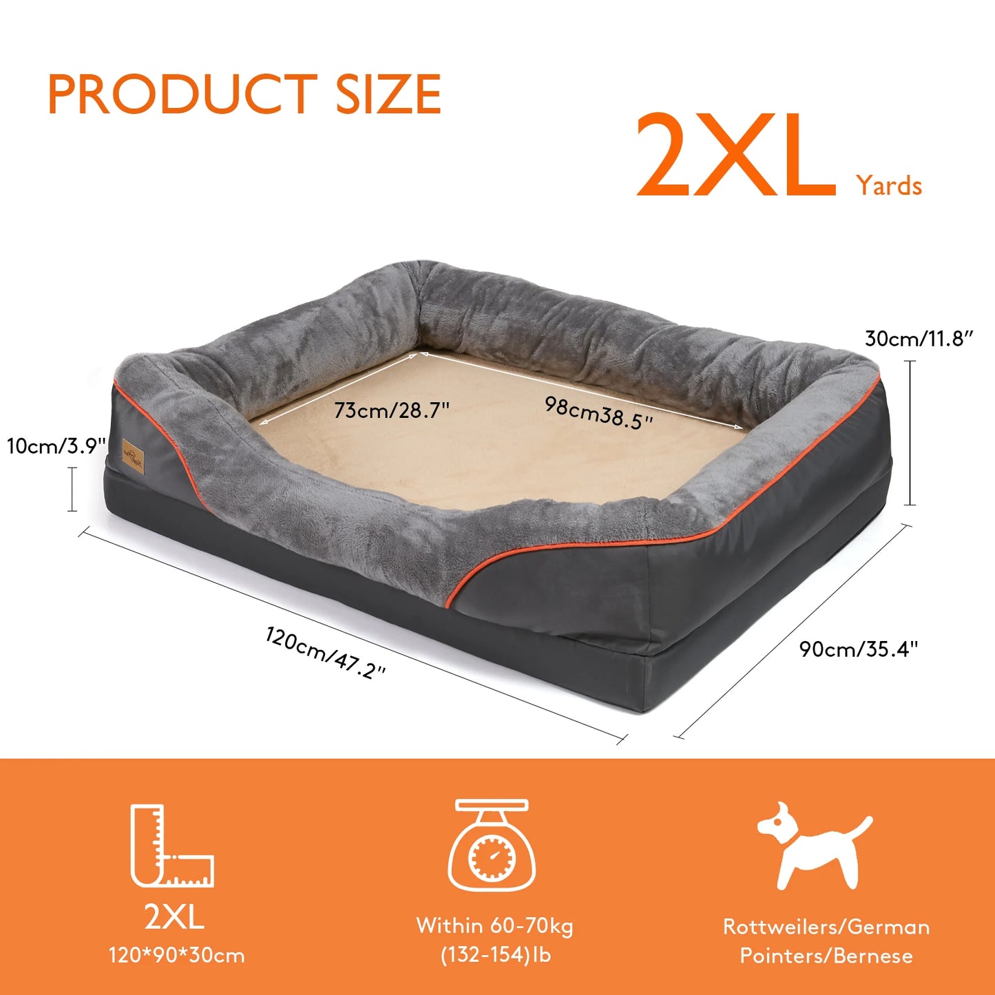 Orthopedic Dog Bed - Memory Foam Pet Bed with Removable Cover & Bolster (L-3XL) - Deribla Store