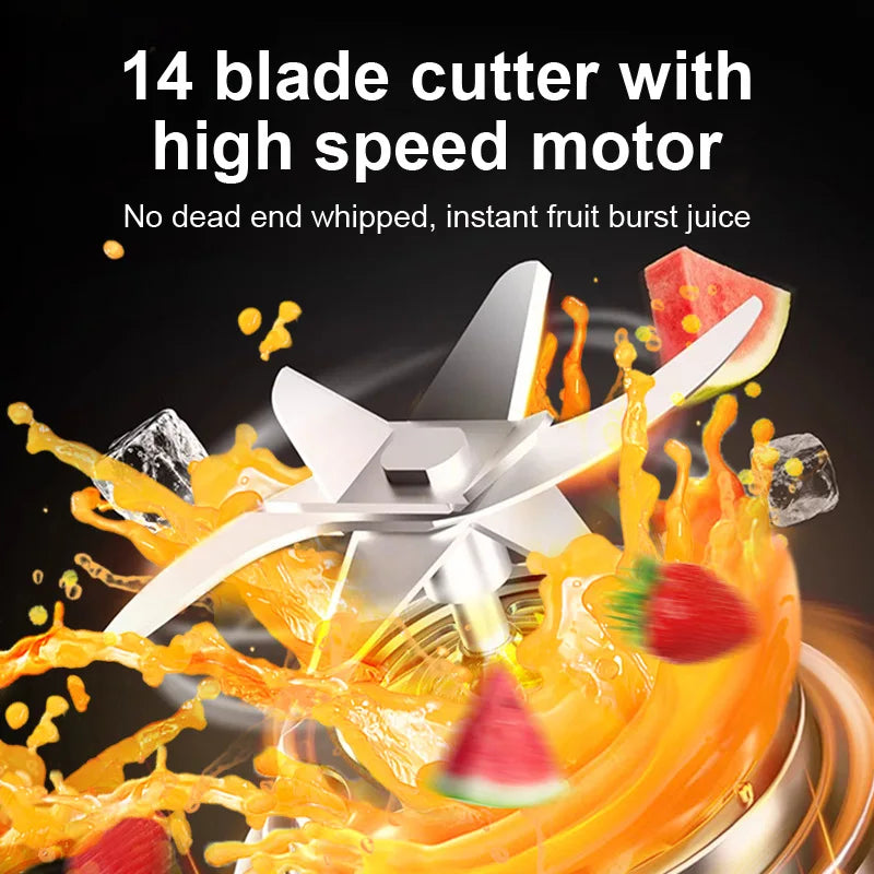 Rechargeable Portable Juicer - 14-Blade Fast Mixing Blender with 2400mAh Battery (400ml) - Deribla Store