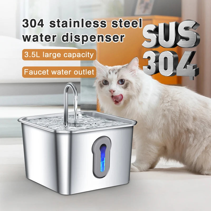 304 Stainless Steel Cat Water Fountain 4L - USB Silent Pump with Triple Filtration - Deribla Store