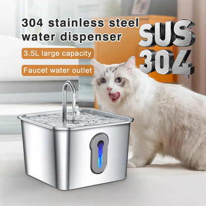 304 Stainless Steel Cat Water Fountain 4L - USB Silent Pump with Triple Filtration - Deribla Store