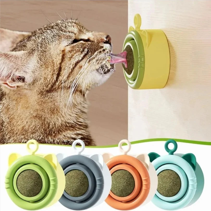 Natural Catnip Cat Wall Ball Toy - Edible Stick-On Treats for Teeth Cleaning & Digestion - Deribla Store