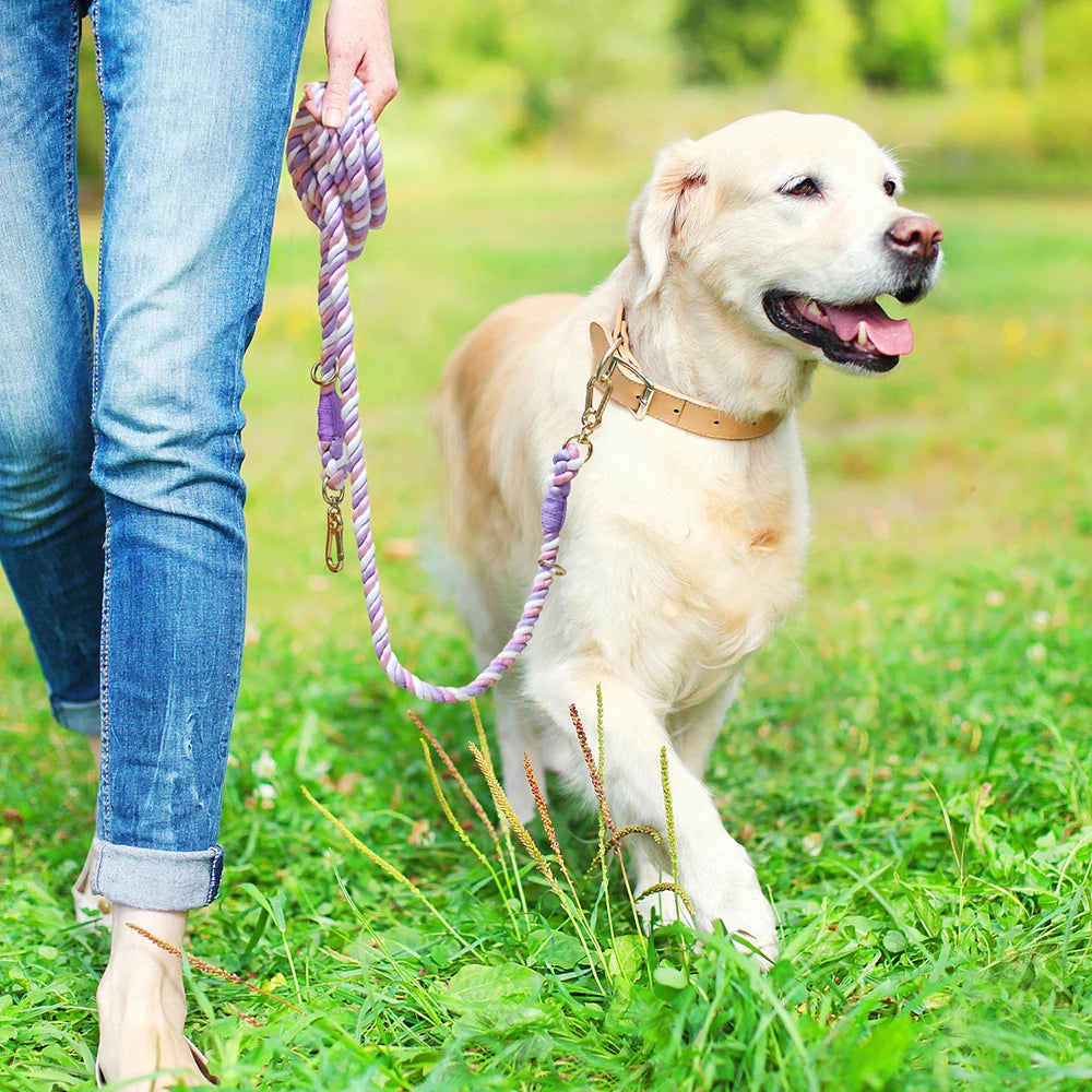 Handmade Braided Dog Leash - 250cm Strong Cotton Rope Heavy Duty Leash - Deribla Store