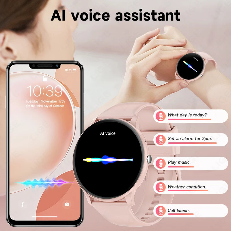 LIGE Smart Watch Women Men Bluetooth Call Sports Fitness Watches