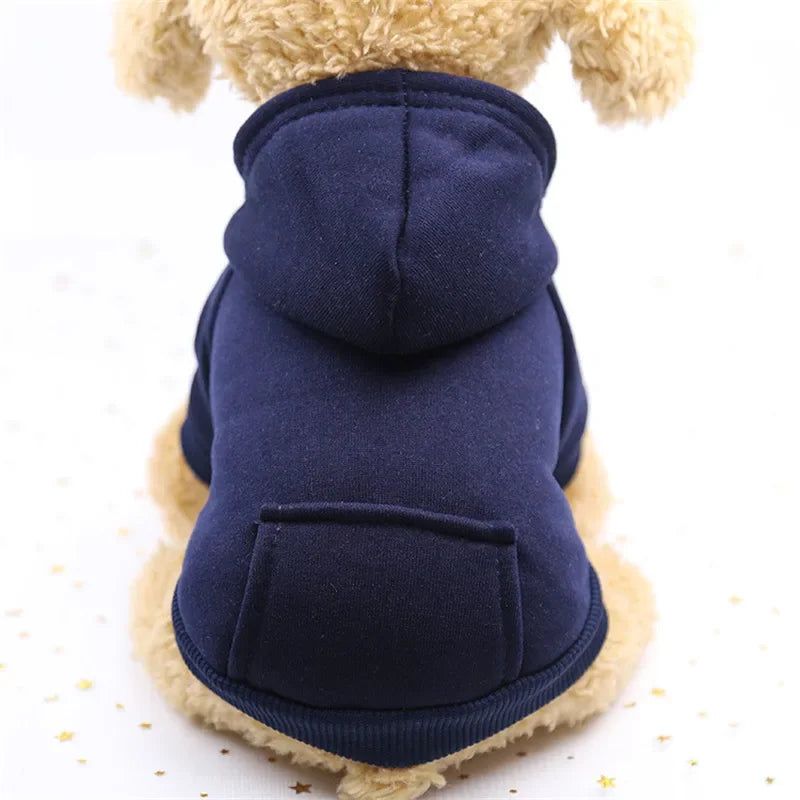 Winter Dog Hoodie with Pocket - Warm Cotton Sweatshirt for Small Dogs & Cats - Deribla Store