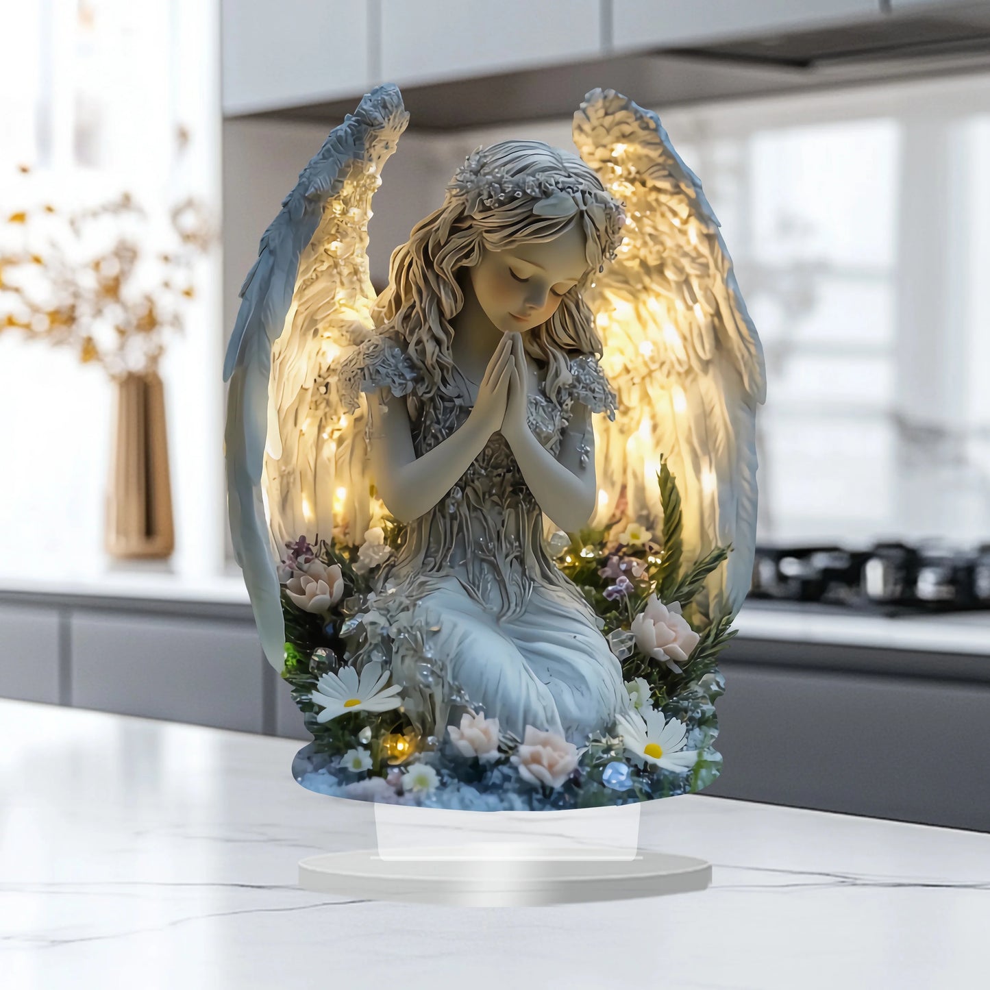 Prayer Angel Acrylic Ornament/Calm and Warm Tabletop Decor