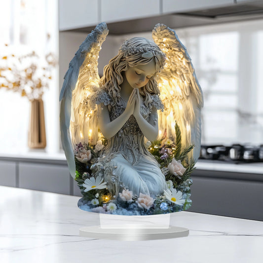 Prayer Angel Acrylic Ornament/Calm and Warm Tabletop Decor