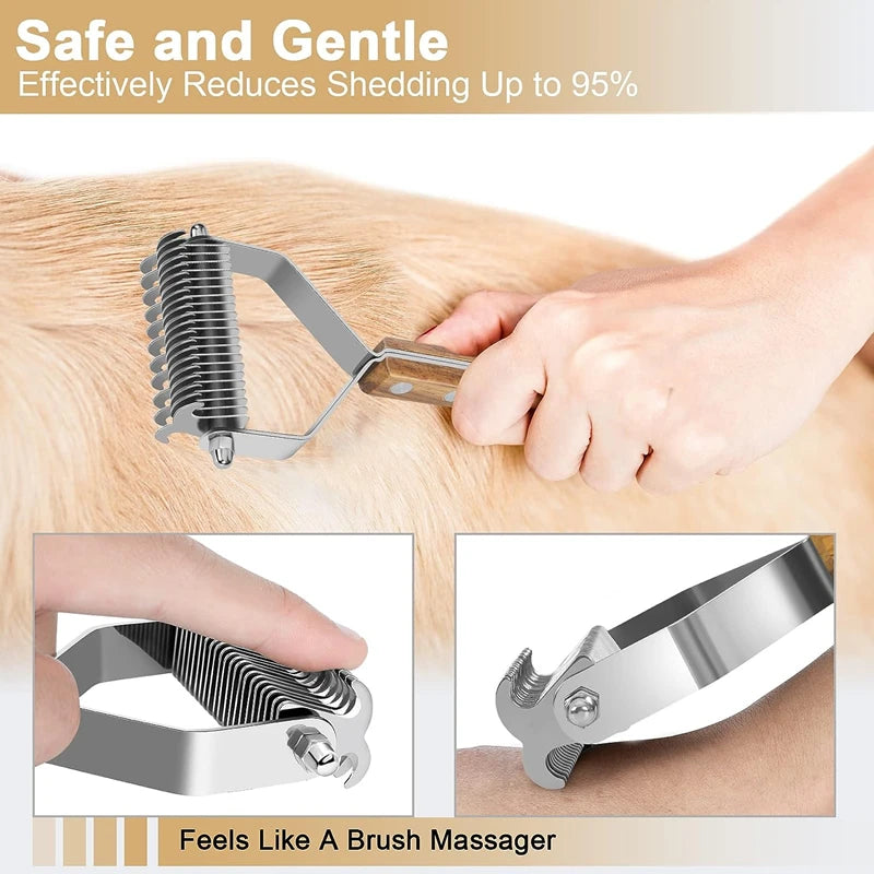Professional Dog Dematting Comb - Wooden Handle Knot Remover Brush for Dogs & Cats - Deribla Store